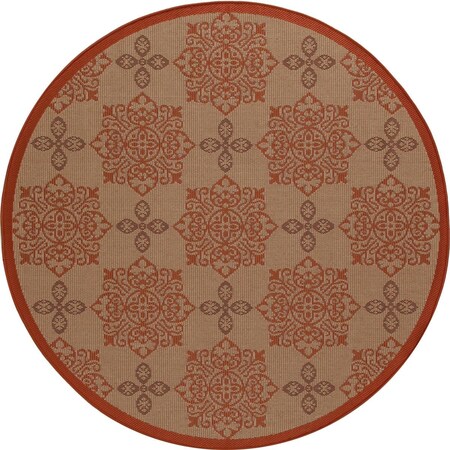 Standalone 7 ft. Plymouth Collection Milan Flat Woven Indoor & Outdoor Round Area Rug, Red ST780091